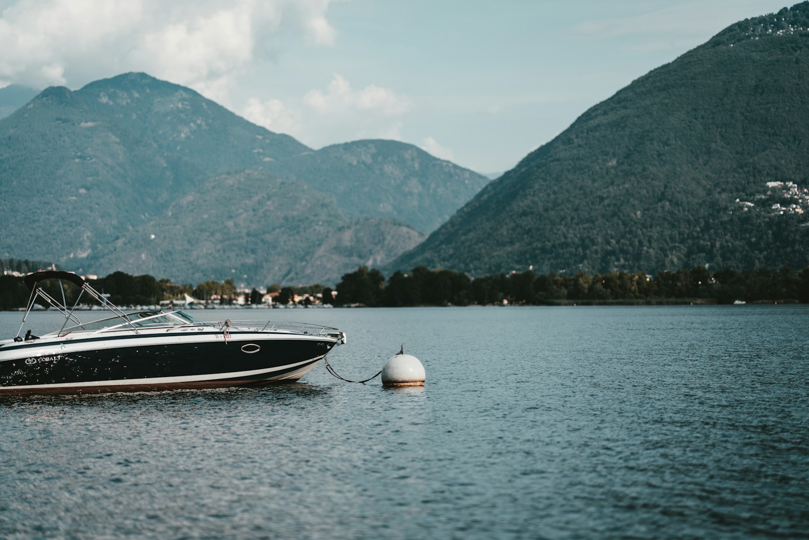A leisure boat out on the water